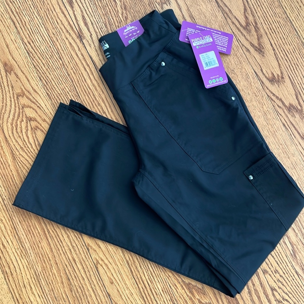 Healing Hands Black Yoga scrub pants XS